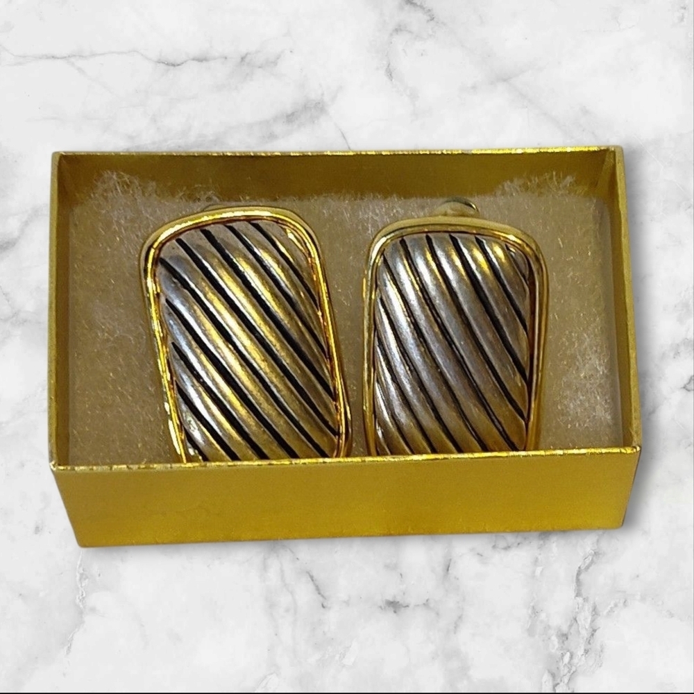 Vintage 80's Lady Mixed Metal Clip-On Earrings